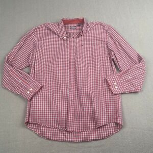 Izod Button-Down Long Sleeve‎ Shirt Men's size L/G Red Collared Button Pocket